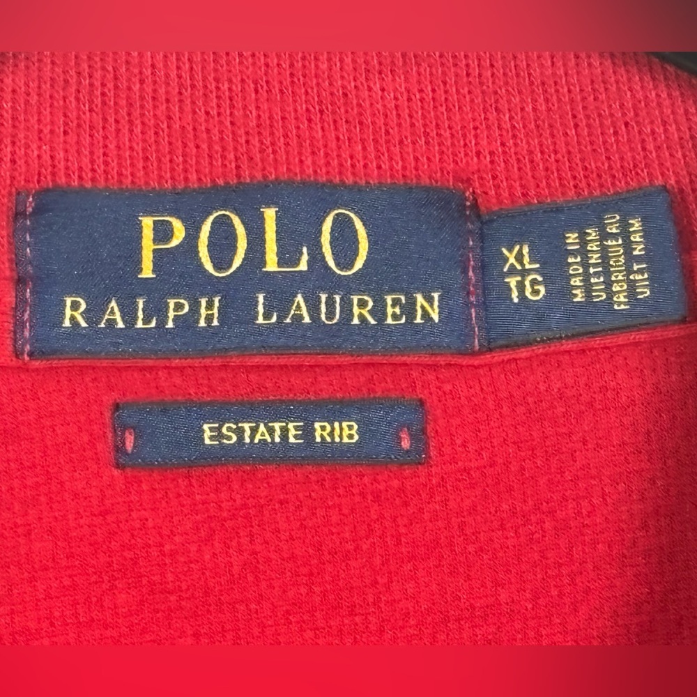 Polo Ralph Lauren Men’s Red Estate Rib Quarter Zip Sweater Size XL - Picture 3 of 9
